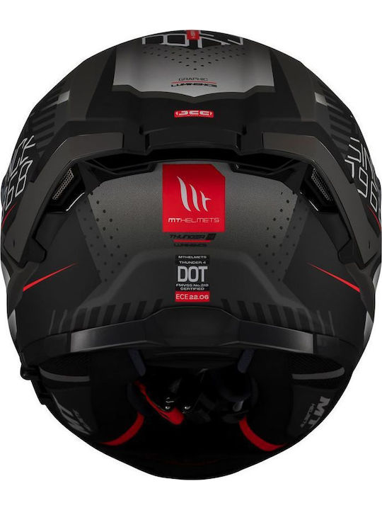 MT Thunder 4 SV Luminence D1 Black Matt Motorcycle Helmet Full Face ECE 22.06 1500gr with Sunvisor