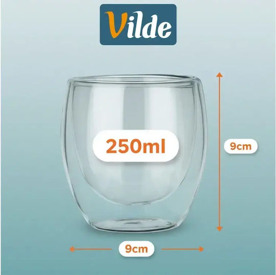 Vilde Σετ Φλιτζάνια Espresso Γυάλινα Λευκά 280ml 2τμχ