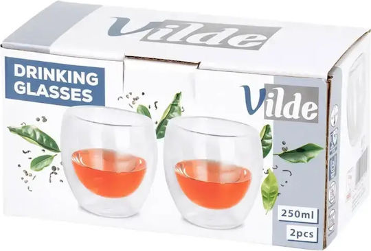 Vilde Σετ Φλιτζάνια Espresso Γυάλινα Λευκά 280ml 2τμχ
