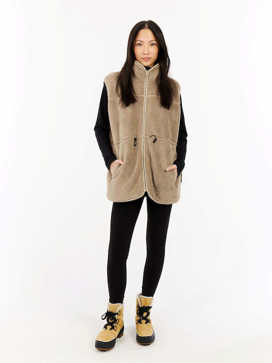 Women's Sleeveless Short Fur Bamboo Beige