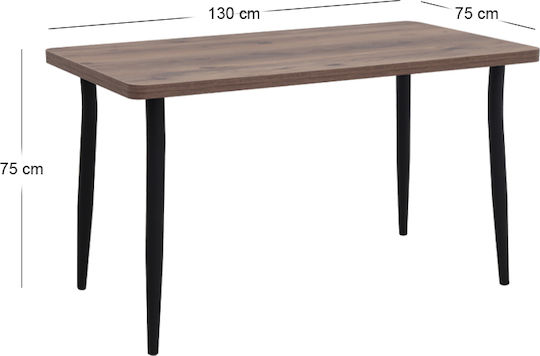 Levico Table Dining Room Wooden Smoked Walnut 130x75x75cm