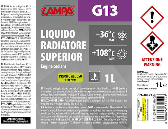 Lampa Superiorviolet Lichid de răcire concentrat pentru motorul mașinii Mașină G13 -36°C Roz Culoare 1lt