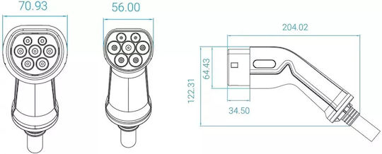 Digital IQ Electric Car Three-phase Charging Station Cable 5m Type 2 - Type 2 DIQ EV EXC 41611