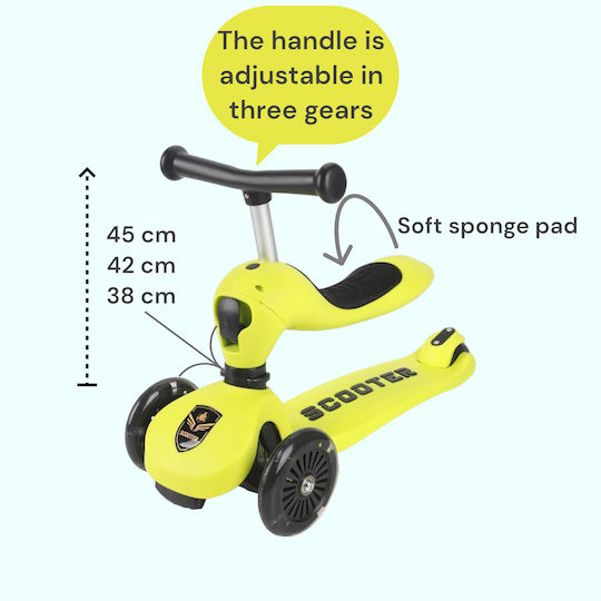 Kinderroller 3-Rad mit Sitz für 12 Monate Gelb