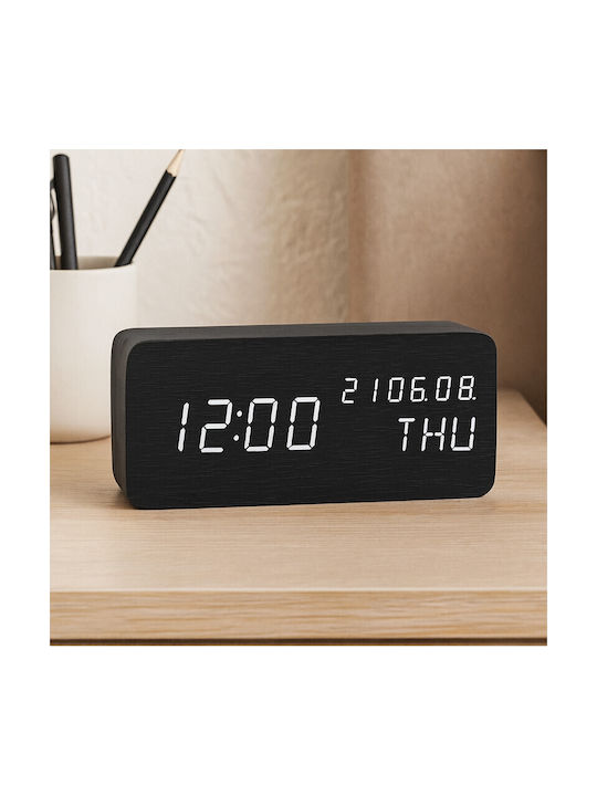Tisch-Digitaluhr mit Wecker Schwarz