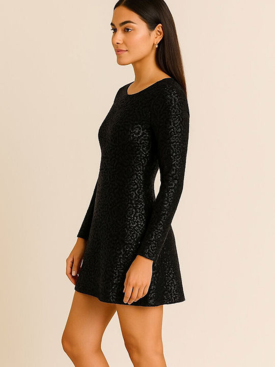 Rochie Mini De Seară Din Satin Neagră