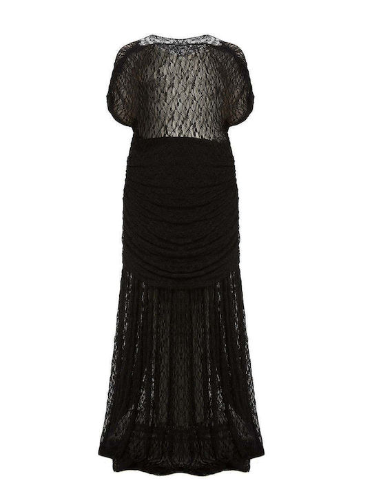 Summer Maxi Evening Dress with Sheer Black