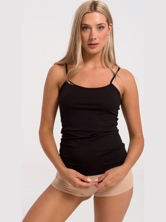 Women's Cotton T-Shirt with Spaghetti Strap Black
