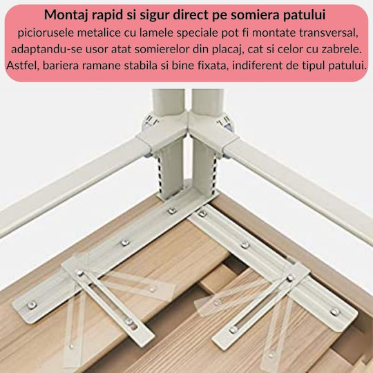 Kidizi Bară de protecție pentru pat Montaj simplu în Culoare Bej 200εκ. 3buc