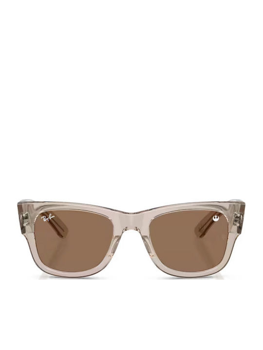 Ray Ban Mega Wayfarer Унисекс Слънчеви Очила с Бежова Пластмасова Рамка и Кафяви Стъкла RB0840S 68701A