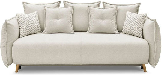 Puffy Canapea Cu Trei Locuri Pat Crem 235x98x95 cm