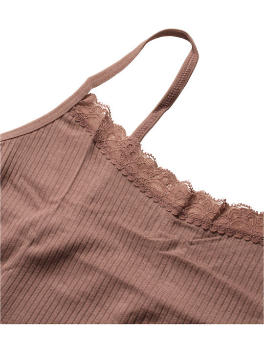 Women's T-Shirt with Spaghetti Strap Beige