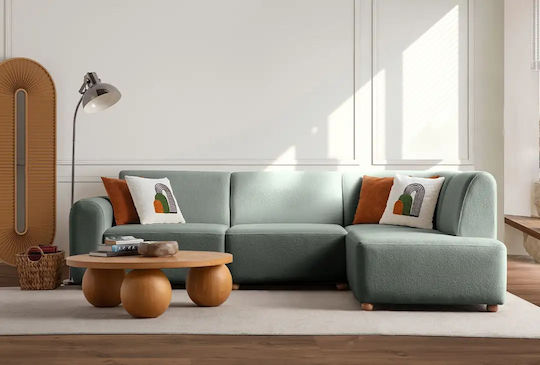 S-loft Colțar Canapea Cu Colțul Din Dreapta Verde Marin 206x290x85cm