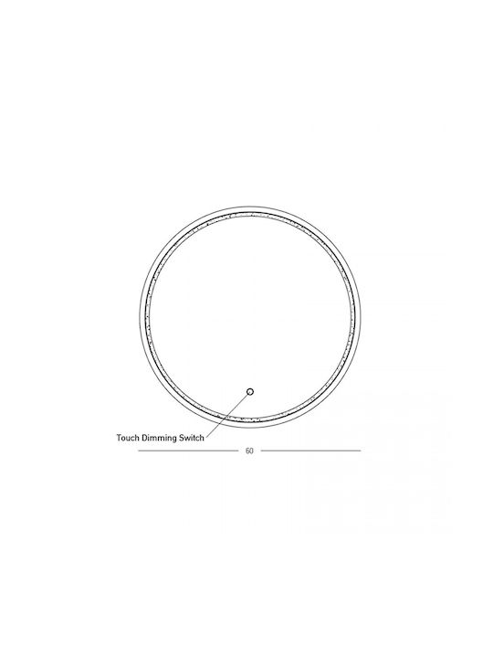 Zambelis Lights Wandspiegel mit Gelb Aluminium Rahmen & LED Beleuchtung Durchmesser 60cm 1Stück