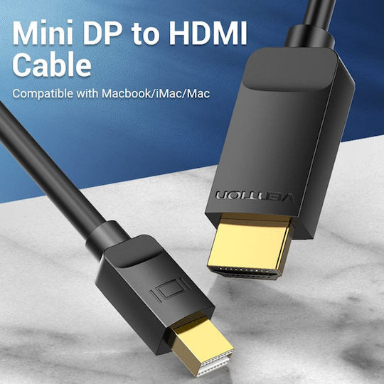Vention HABBI Καλώδιο mini DisplayPort male - HDMI male 3m Μαύρο