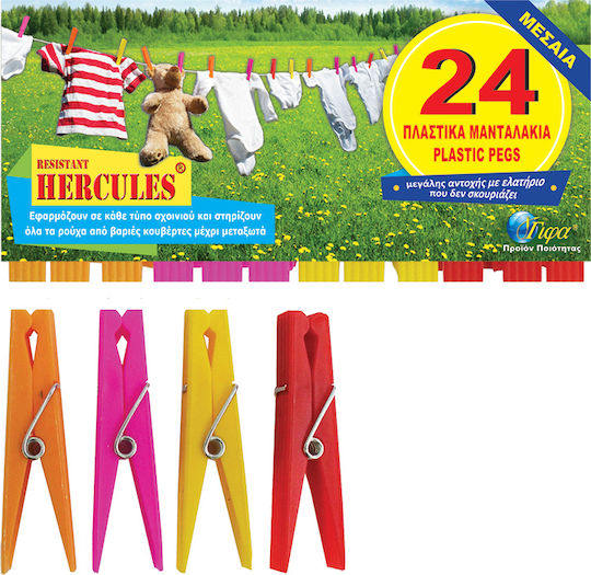 Gifa Cârlige de rufe din plastic 24buc Multicolor