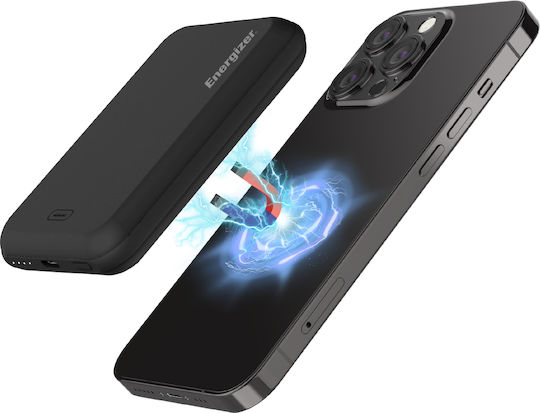 Energizer QM5000 MagSafe Power Bank 5000mAh 15W με Θύρα USB-C Μαύρο