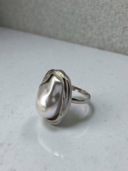 Damen Ring mit Perlen aus Stahl