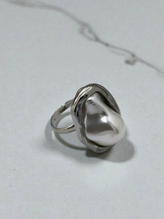 Damen Ring mit Perlen aus Stahl