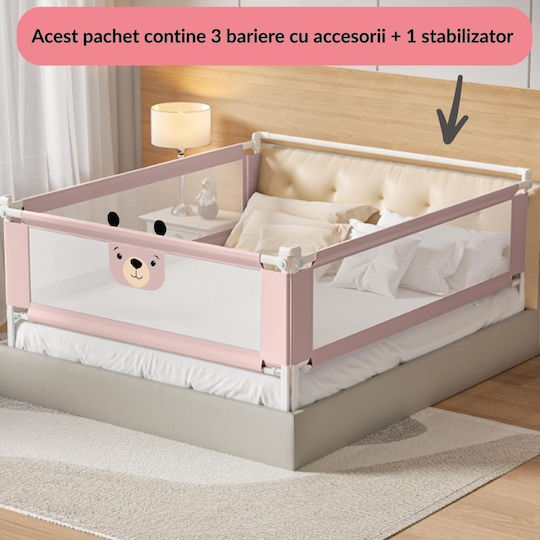 Kidizi Bară de protecție pentru pat Montaj simplu în Culoare Roz 200εκ. 3buc