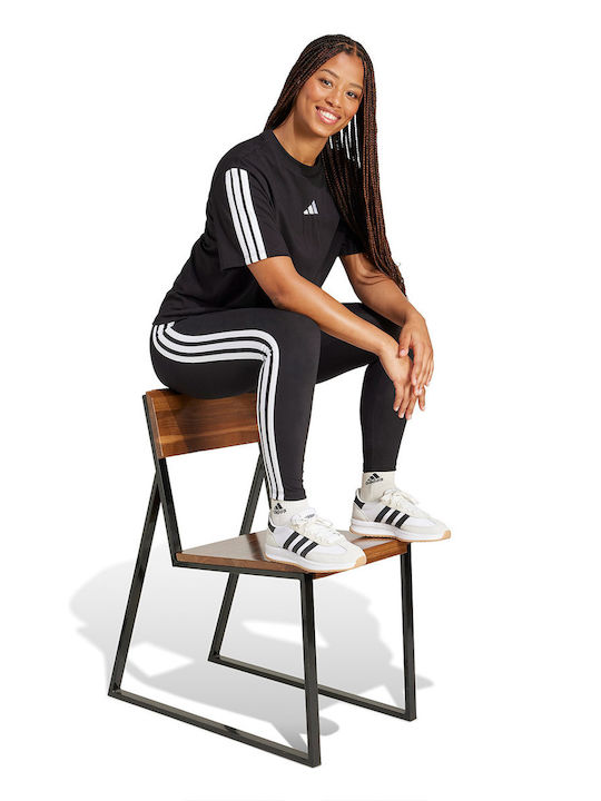 Essentials 3-Stripes Tricou Oversized Sportiv Damă Negru