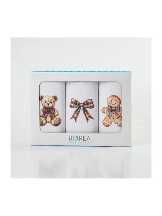 Borea Set Christmas Towels Fabric White L70xW50cm. 3pcs