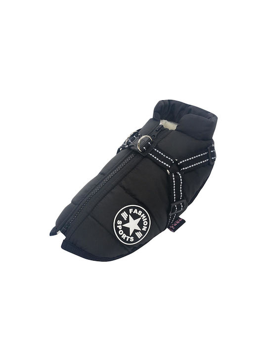 Denik Pets Μπουφάν Σκύλου Fleece / Αδιάβροχο Μαύρο Large με Μήκος Ράχης 43 εκ.