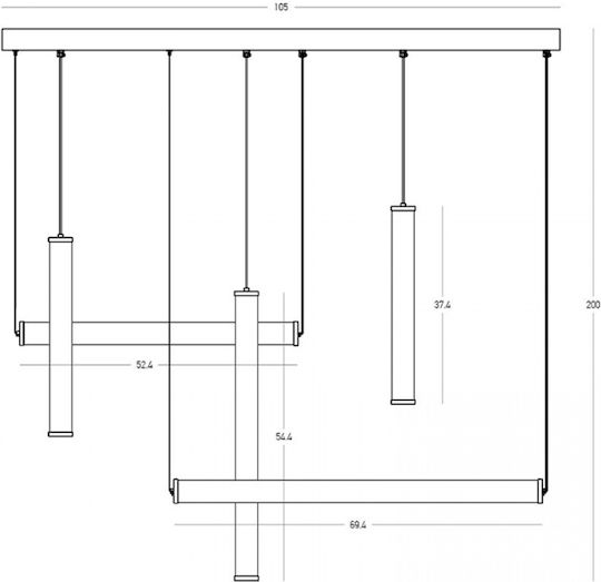 Zambelis Lights Hängelampe Weiß Schiene 105x200cm.