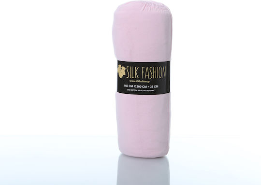 Silk Fashion Sheet for Single Bed with Elastic 100x200+35cm. Pink