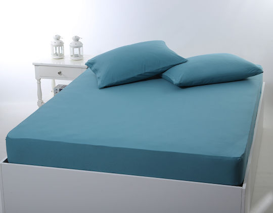 Silk Fashion Sheet Super-Double with Elastic 160x200+35cm. Petrol Blue