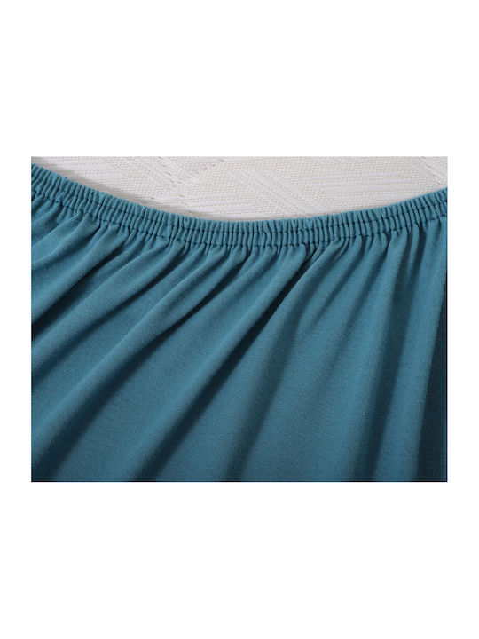 Silk Fashion Sheet Super-Double with Elastic 160x200+35cm. Petrol Blue
