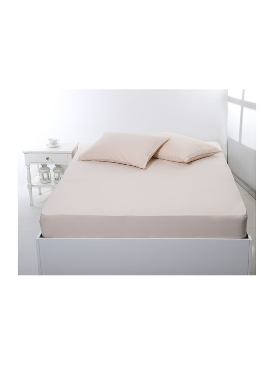 Silk Fashion Sheet Super-Double with Elastic 160x200+35cm. Light Beige