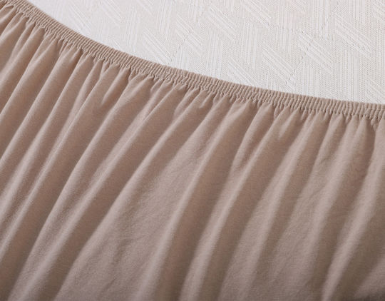 Silk Fashion Sheet King Size with Elastic 180x200+35cm. Dark Beige