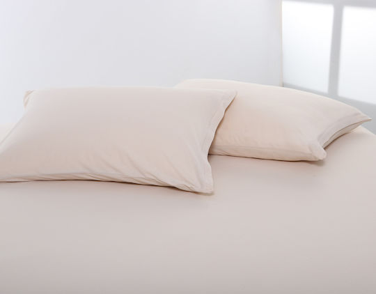 Silk Fashion Sheet Super-Double with Elastic 160x200+35cm. Light Beige
