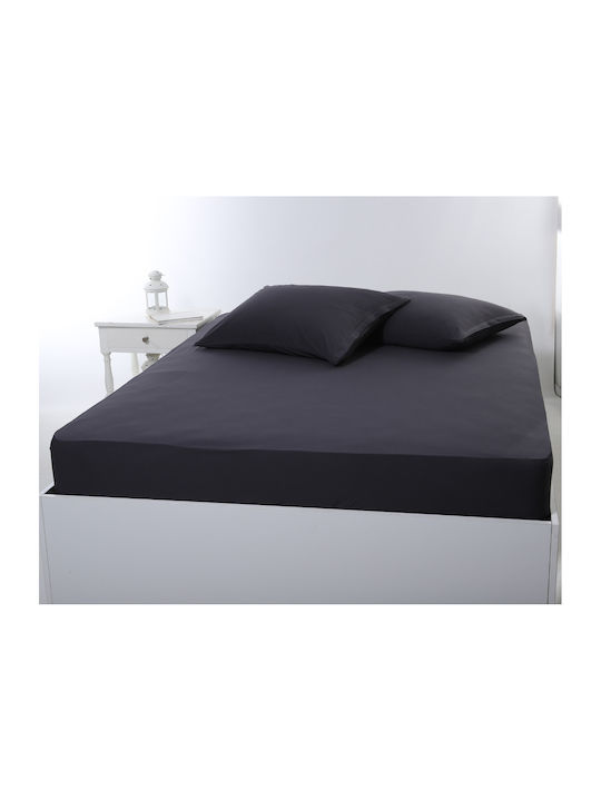 Silk Fashion Σεντόνι Υπέρδιπλο με Λάστιχο 160x200+35εκ. Dark Grey