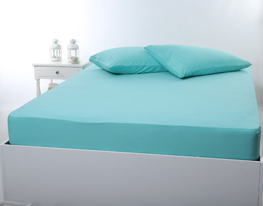 Silk Fashion Sheet Super-Double with Elastic 160x200+35cm. Sea Green