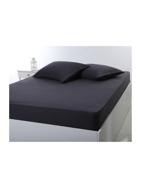 Silk Fashion Σεντόνι Υπέρδιπλο με Λάστιχο 160x200+35εκ. Dark Grey