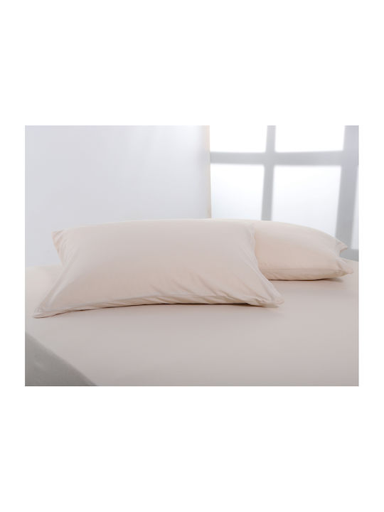 Silk Fashion Sheet King Size with Elastic 180x200+35cm. Light Beige