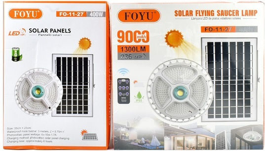 Foyu Hängend Solarleuchte 400W Kaltweiß 6500K mit Fotokontakt und Fernbedienung