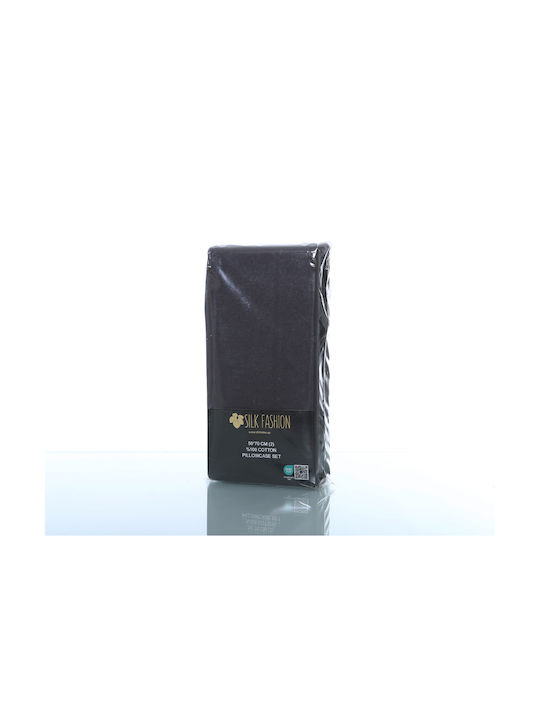 Silk Fashion Σετ Μαξιλαροθήκες με Φάσα Dark Grey 50x70εκ.