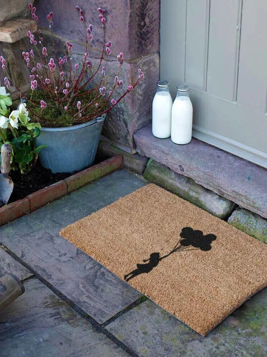 Artsy Mats Entrance Mat made of Coir with Anti-slip Backing Flying Ballon Girl 60x40cm