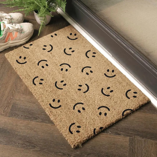 Artsy Mats Fußmatte aus Kokosnussfasern mit rutschfester Unterlage Smiley Faces 60x40cm