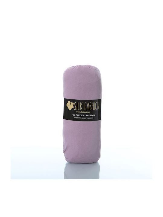 Silk Fashion Sheet King Size with Elastic 180x200+35cm. Cyclamen