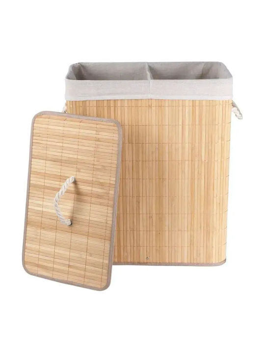 Vilde Καλάθι Απλύτων Bamboo 90lt με Καπάκι 50x30.5x60.5cm Μπεζ
