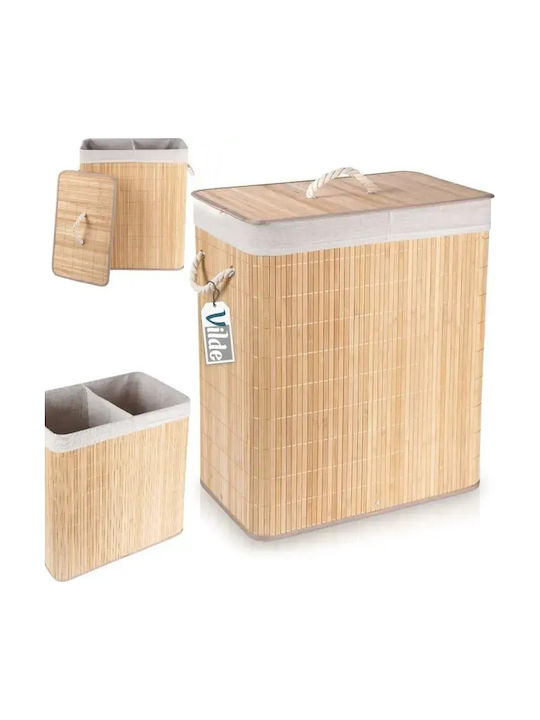 Vilde Καλάθι Απλύτων Bamboo 90lt με Καπάκι 50x30.5x60.5cm Μπεζ