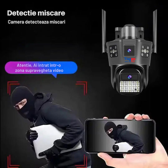 Cameră De Supraveghere 4g Cu Cartela Sim 6k 2 Lentile Control Prin Aplicație Urmărire Automată Ip66 Rezistentă La Apă