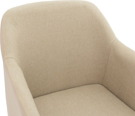 Safira Dining Room Artificial Leather Armchair Beige 57x58x84cm