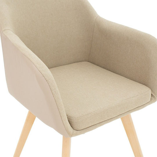 Safira Dining Room Artificial Leather Armchair Beige 57x58x84cm