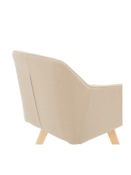 Safira Dining Room Artificial Leather Armchair Beige 57x58x84cm