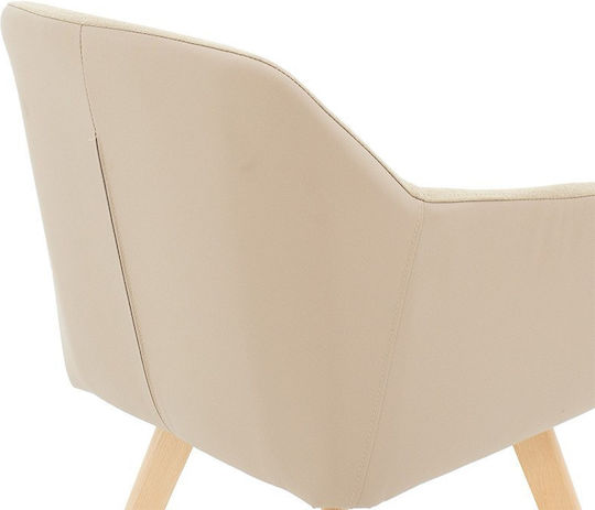 Safira Dining Room Artificial Leather Armchair Beige 57x58x84cm